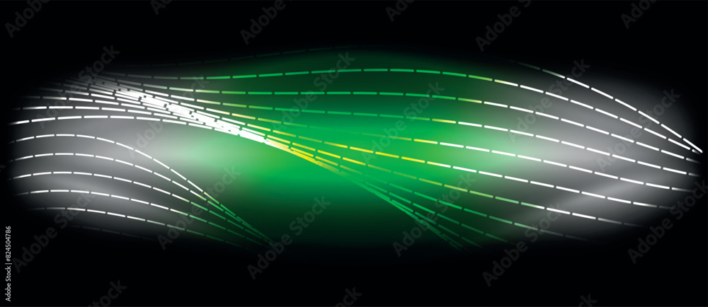 Poster the image depicts a green and white wave against a black background. it combines elements of water, 