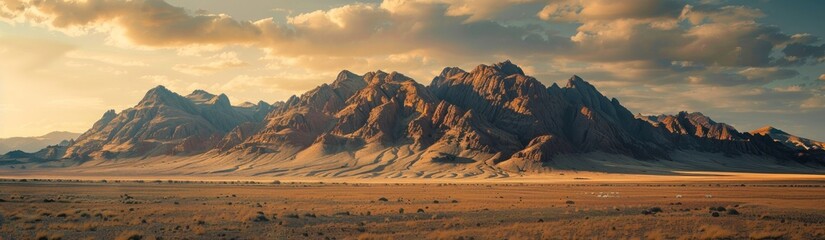 Fototapeta premium Panoramic photo of the massive mountains desert