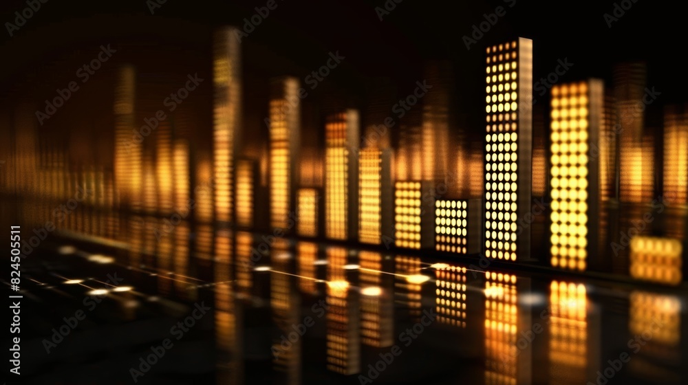 Poster a sophisticated music equalizer seamless loop background with elegant, metallic bars gracefully sway
