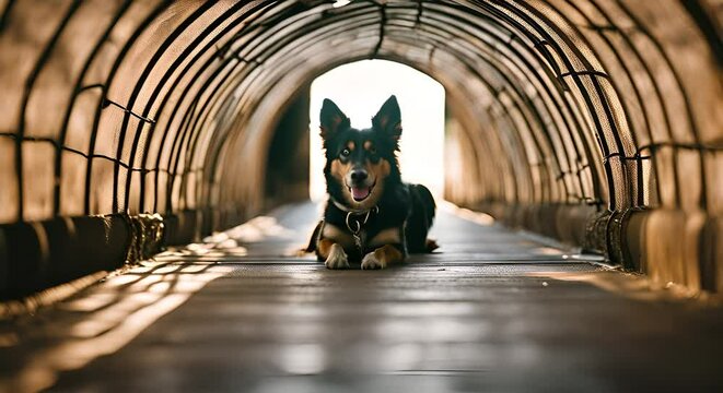 Dog in a dog agility park.