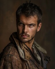 Fototapeta premium Rugged and determined man with intense gaze