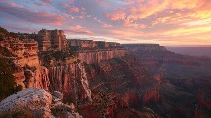 Breathtaking sunset over majestic canyon landscape