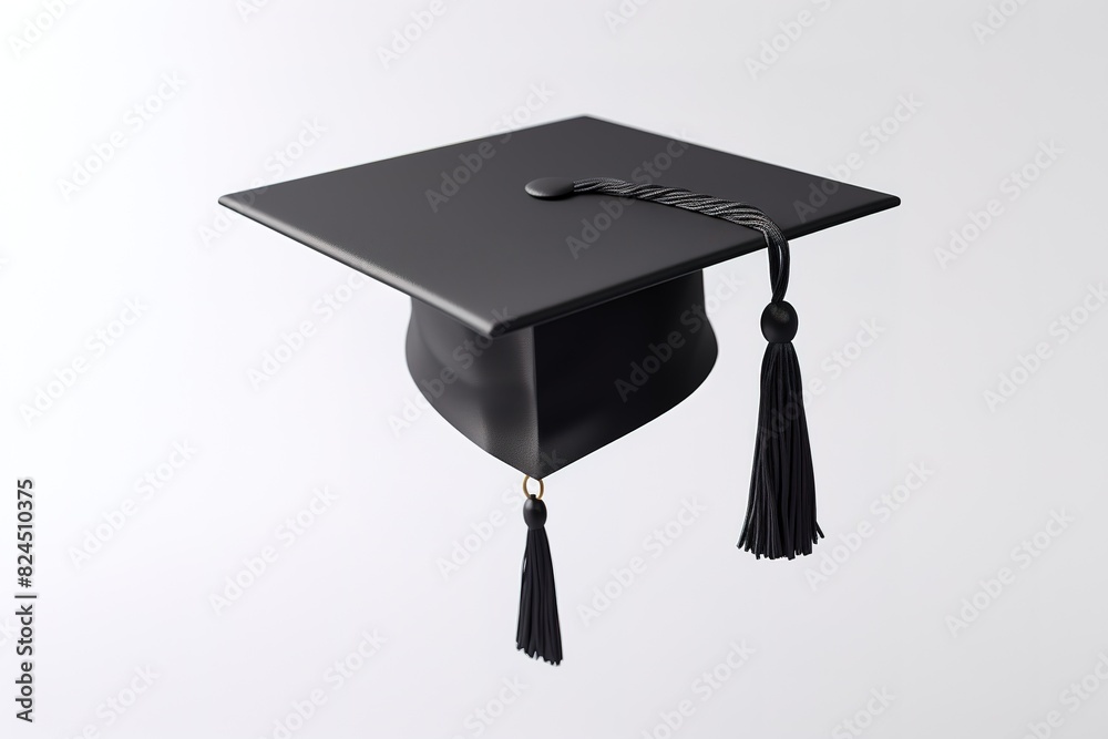 Wall mural Graduation cap blank isolated on a white background