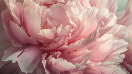 Delicate pink peony flowers in full bloom