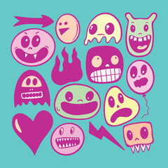 colorful cute doodle collection set hand drawn
