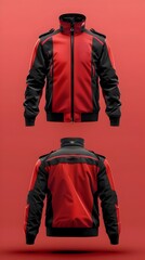 Scarlet Formula 1 Racing Jacket Mockup with Minimalist Design and Details