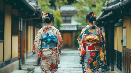 Foreign women enjoy the experience of wearing Japanese kimonos.