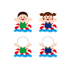 cute kids, 튜브를 타고 있는 어린이