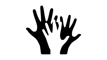 Direct Democracy, hands up,  black isolated silhouette