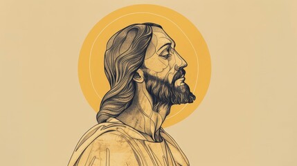 Naklejka premium Jesus' Promise of the Resurrection, Biblical Illustration of Hope and Eternal Life, Ideal for Religious article