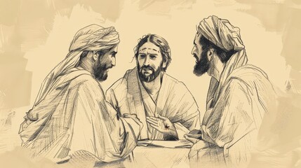 Fototapeta premium Jesus' Teaching on the Bread of Life, Biblical Illustration of Spiritual Nourishment and Faith, Ideal for Religious article