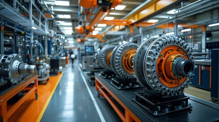 Naklejka premium Industrial Innovation A research and development lab with various prototypes, showcasing the diversity of projects in industrial innovation. Realistic Photo,