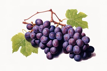 Fototapeta premium illustration of different variety of grape on white background