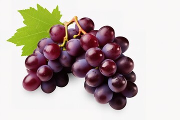 purple grapes with water drops on white background