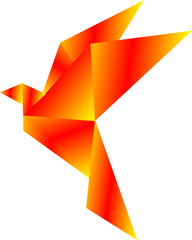 Bird Origami With Orange Red Colour