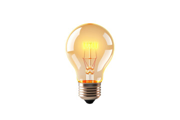 Illuminating Universes: A Yellow Light Bulb on a White Canvas on a White or Clear Surface PNG Transparent Background.