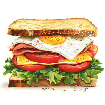 recommend clip art: Vector illustration of a breakfast sandwich on a white background. Suitable for crafting and digital design projects.[A-0004]