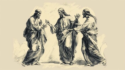 Obraz premium Jesus' Miracles of Casting Out Demons, Biblical Illustration of Power and Deliverance, Ideal for Religious article