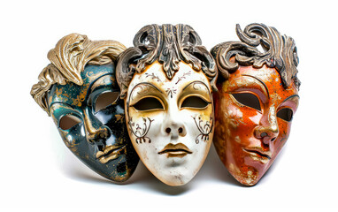 Three masks with different colors and designs