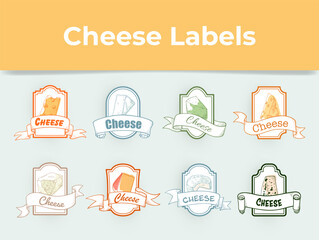 Cheese engraving pack label detailed retro advertising design template set vector illustration