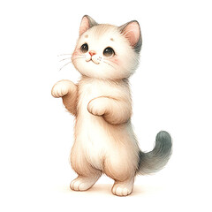 Obraz premium Cute watercolor hand drawn kitten. Illustration isolated on white background.