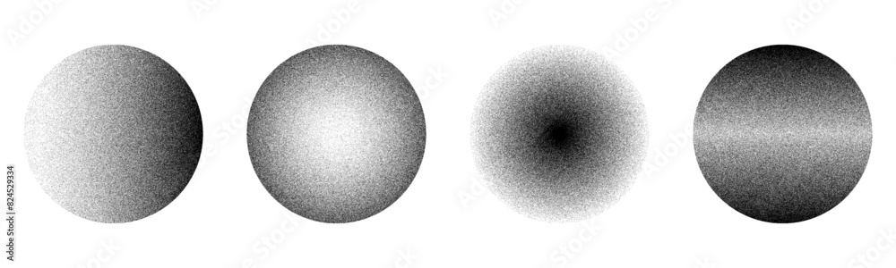 Leinwandbilder Halftone Gradient Round Circles Pattern Vector Design Elements with Noise Grains from Dark to Light isolated on transparent background 