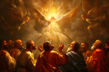 Pentecost. The descent of the Holy Spirit on the Apostles.vector