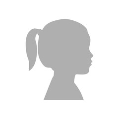 Flat illustration. Gray silhouette of a baby girl on a white background. Suitable for social media profiles, icons, screensavers and as a template...