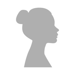 Flat illustration. Gray silhouette of a adult woman on a white background. Suitable for social media profiles, icons, screensavers and as a template...
