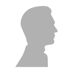 Flat illustration. Gray silhouette of a adult man on a white background. Suitable for social media profiles, icons, screensavers and as a template...