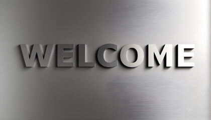 Welcome text on a silver  background