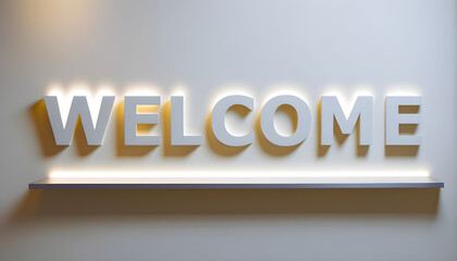 Welcome text on a White background
