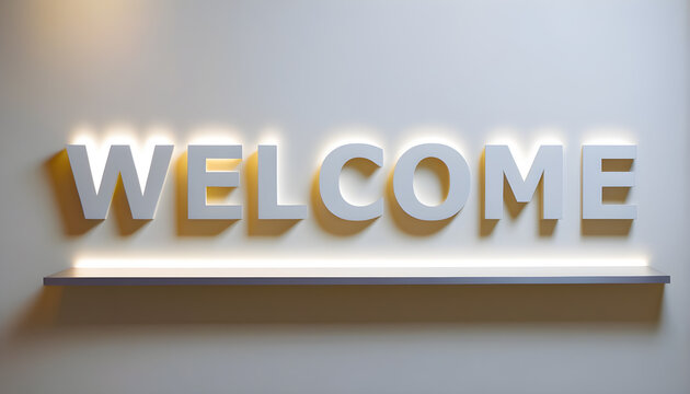Welcome text on a White background