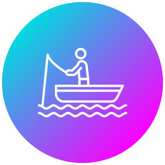 Fisherman In a boat vector icon. Can be used for Trekking iconset.