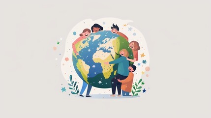 Earth Protection Day People Protect The Planet From Pollution Illustration