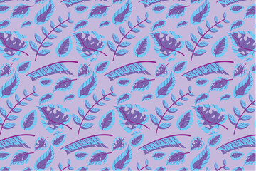 Hand drawn tropical leaves background