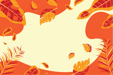 Hand drawn tropical leaves background