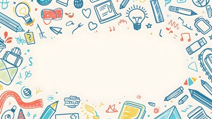 Stylized Doodle Border Design for Employee Appreciation Day Showcasing Workplace Achievements and Uplifting Motifs