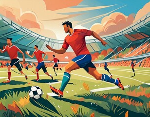 Thrilling Football match and crowd celebration in the stadium