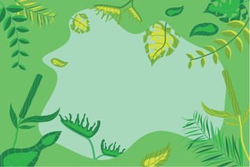 Hand drawn tropical leaves background
