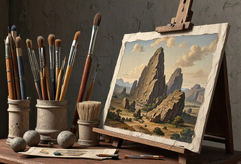 artist palette and brushes