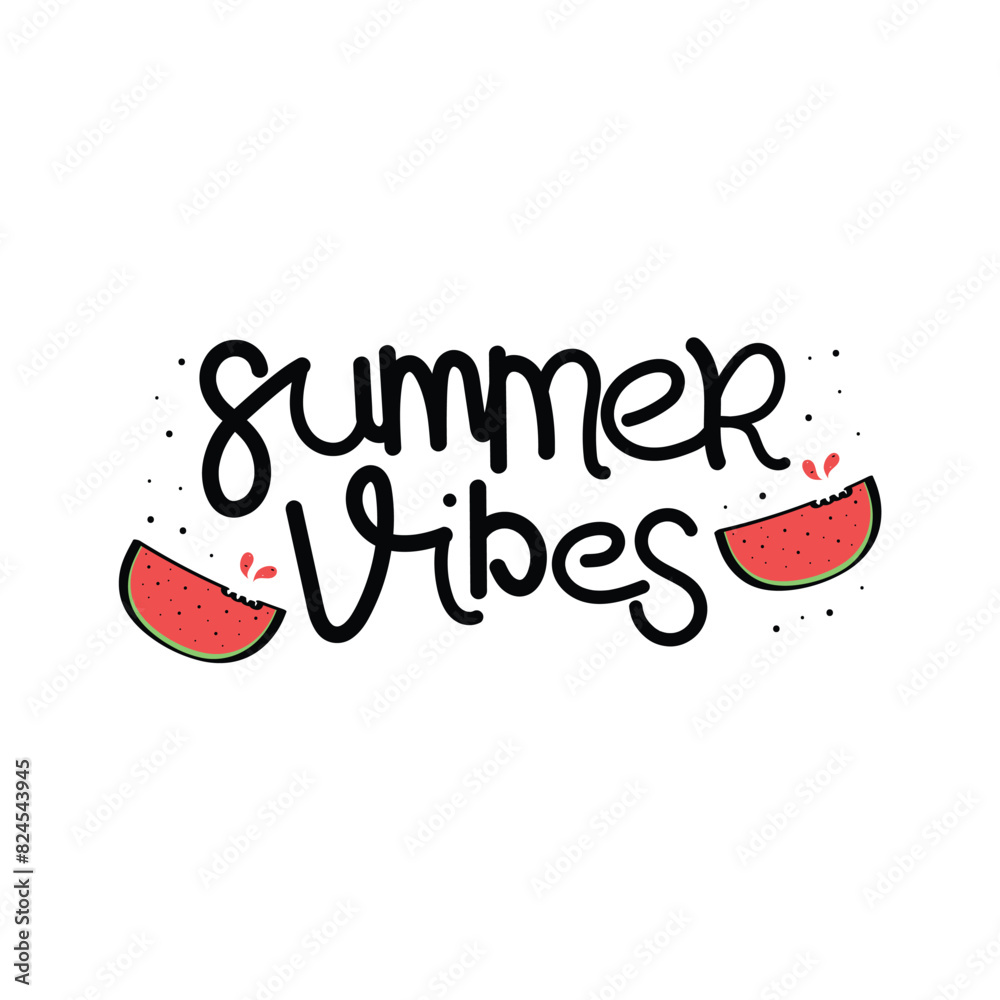 Fototapete hand drawn summer vibes calligraphy text vector design.