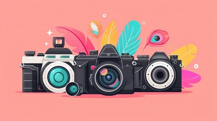 
world photography day social media post template design for world photography day. illustration of a hand holding a camera poster and banner 
