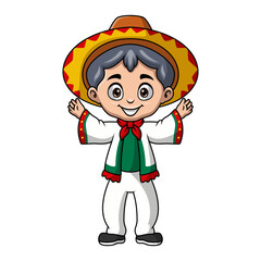 Cute boy cartoon wearing costume mexico