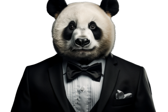 Majestic Panda Ruling Over Card Kingdom on a White or Clear Surface PNG Transparent Background. - Powered by Adobe