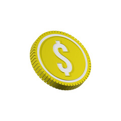 3d realistic gold coin icon. With dollar sign