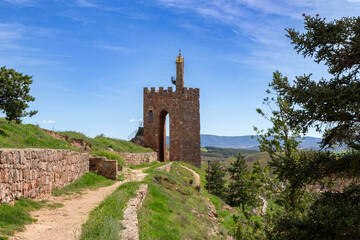 La Martina watchtower from the 14th century in the town of Ayllón. Segovia, Castile and Leon, Spain.