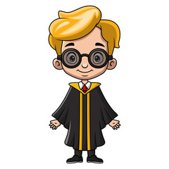 Cute boy cartoon wearing costume lawyer