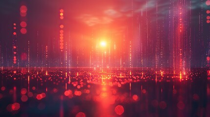 Fototapeta premium An abstract image of a sunrise over a bar chart, symbolizing a bright future. stock image