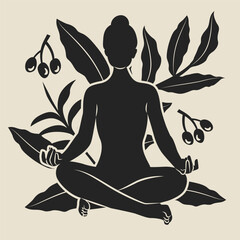 Simple and Elegant Woman Yoga Silhouette Illustration